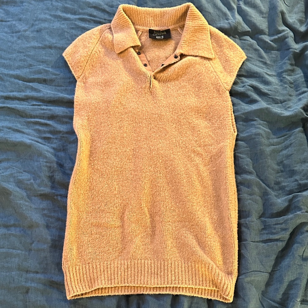 Jean Paul Gaultier Tan Knit Polo Sweater